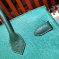 「#4687」Hermes Birkin peacock green with British green silver buckle epsom leather, hand-sewn wax thread 30cm