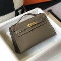「#4085」 Hermès Elephant Grey Mini Kelly Bag No. 1, Gold Buckle 22*14*7cm