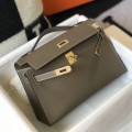 「#4085」 Hermès Elephant Grey Mini Kelly Bag No. 1, Gold Buckle 22*14*7cm