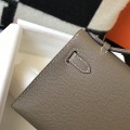 「#4085」 Hermès Elephant Grey Mini Kelly Bag No. 1, Gold Buckle 22*14*7cm