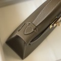 「#4085」 Hermès Elephant Grey Mini Kelly Bag No. 1, Gold Buckle 22*14*7cm