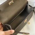 「#4085」 Hermès Elephant Grey Mini Kelly Bag No. 1, Gold Buckle 22*14*7cm