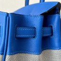 「#4694」Hermes Birkin71 French blue/silver buckle Swift leather and canvas, hand-sewn wax thread 25cm 「#4694」Hermes Birkin71 French blue/silver buckle Swift leather and canvas, hand-sewn wax thread 25cm