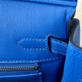 「#4694」Hermes Birkin71 French blue/silver buckle Swift leather and canvas, hand-sewn wax thread 25cm 「#4694」Hermes Birkin71 French blue/silver buckle Swift leather and canvas, hand-sewn wax thread 25cm