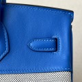 「#4694」Hermes Birkin71 French blue/silver buckle Swift leather and canvas, hand-sewn wax thread 25cm 「#4694」Hermes Birkin71 French blue/silver buckle Swift leather and canvas, hand-sewn wax thread 25cm
