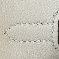 「#4695」Hermes Birkin71CC10 Milkshake White/Silver Buckle Swift Leather and Canvas, Hand-sewn Wax Thread 25cm
