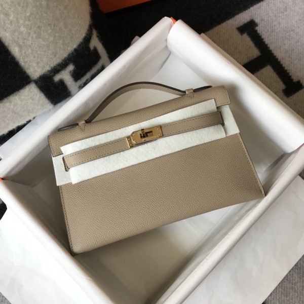 「#4086」 Hermès Trench Gray Mini Kelly Bag No. 1, Gold Buckle 22*14*7cm 「#4086」 Hermès Trench Gray Mini Kelly Bag No. 1, Gold Buckle 22*14*7cm