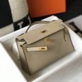 「#4086」 Hermès Trench Gray Mini Kelly Bag No. 1, Gold Buckle 22*14*7cm 「#4086」 Hermès Trench Gray Mini Kelly Bag No. 1, Gold Buckle 22*14*7cm