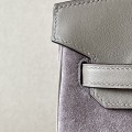 「#4696」 Hermès Birkin Bag Asphalt Grey/Silver Buckle Swift Leather and Suede, Hand-stitched Wax Thread 25cm