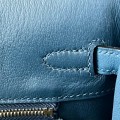 「#4697」Hermes BirkinM8Z7 Ocean Blue/Gold Buckle Swift Leather and Suede, Hand-sewn Wax Thread 25cm 「#4697」Hermes BirkinM8Z7 Ocean Blue/Gold Buckle Swift Leather and Suede, Hand-sewn Wax Thread 25cm