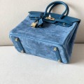 「#4697」Hermes BirkinM8Z7 Ocean Blue/Gold Buckle Swift Leather and Suede, Hand-sewn Wax Thread 25cm 「#4697」Hermes BirkinM8Z7 Ocean Blue/Gold Buckle Swift Leather and Suede, Hand-sewn Wax Thread 25cm