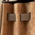 「#4698」 Hermès Birkin Bag Chestnut/Biscuit/Gold Buckle Swift Leather and Suede, Hand-Stitched Wax Thread 25cm