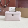 「#7052」Loro pian L19 silver buckle -FAI8393 - 19x6.5x11cm -Sakura pink