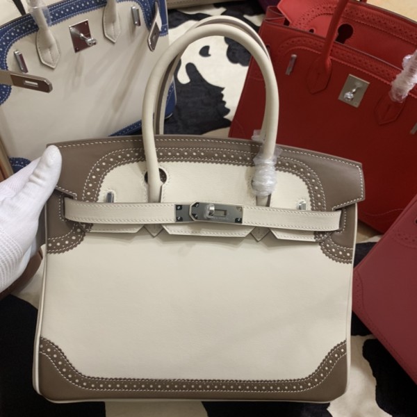 「#4703」 Hermès Birkin Bag Top Grade Lace Leather 30cm Silver Buckle 「#4703」 Hermès Birkin Bag Top Grade Lace Leather 30cm Silver Buckle