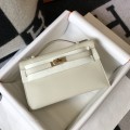 「#4088」 Hermès Milkshake White Mini Kelly Bag No. 1 Gold Buckle 22*14*7cm
