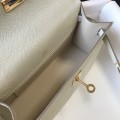 「#4088」 Hermès Milkshake White Mini Kelly Bag No. 1 Gold Buckle 22*14*7cm