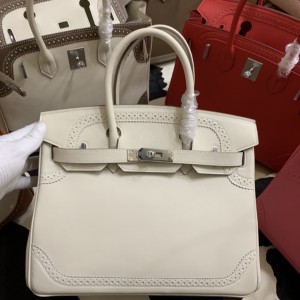 「#4706」 Hermès Birkin Bag Top Grade Lace Leather 30cm Silver Buckle
