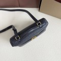 「#7054」Loro pian Extra Pocket L19 gold buckle -FAI8393 - 19x6.5x11cm -Dark royal blue embroidery thread