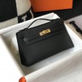 「#4089」 ​​Hermès Black Mini Kelly Bag No. 1 Gold Buckle 22*14*7cm