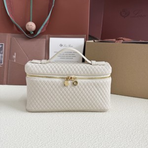「#7055」Loro pian Extra Pocket L19 gold buckle -FAI8393 - 19x6.5x11cm - Tender white，embroidery thread