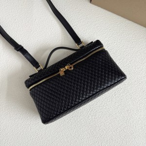 「#7056」Loro pian Extra Pocket L19 gold buckle -FAI8393 - 19x6.5x11cm - black，embroidery thread