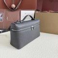 「#7057」Loro pian Extra Pocket L19 silver buckle -FAI8393 - 19x6.5x11cm - dark gray