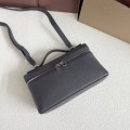 「#7057」Loro pian Extra Pocket L19 silver buckle -FAI8393 - 19x6.5x11cm - dark gray