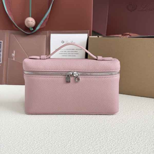 「#7058」Loro pian Extra Pocket L19 silver buckle -FAI8393 - 19x6.5x11cm - Rough flower pot pottery color