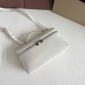 「#7063」Loro pian Extra Pocket L19 silver buckle -FAI8393 - 19x6.5x11cm - Tender white