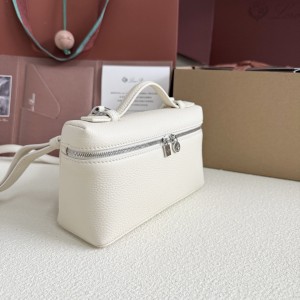 「#7063」Loro pian Extra Pocket L19 silver buckle -FAI8393 - 19x6.5x11cm - Tender white