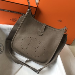 「#4097」 Hermès Elephant Grey French Evelyne Bag 29cm
