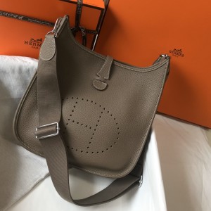 「#4097」 Hermès Elephant Grey French Evelyne Bag 29cm