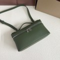 「#7064」Loro pian Extra Pocket L19 silver buckle -FAI8393 - 19x6.5x11cm - lichen green