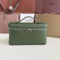 「#7064」Loro pian Extra Pocket L19 silver buckle -FAI8393 - 19x6.5x11cm - lichen green