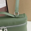 「#7064」Loro pian Extra Pocket L19 silver buckle -FAI8393 - 19x6.5x11cm - lichen green