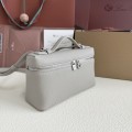 「#7067」Loro pian Extra Pocket L19 silver buckle - FAI8393 - 19x6.5x11cm - pearl gray