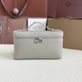 「#7067」Loro pian Extra Pocket L19 silver buckle - FAI8393 - 19x6.5x11cm - pearl gray