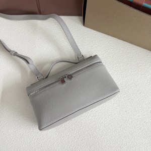 「#7067」Loro pian Extra Pocket L19 silver buckle - FAI8393 - 19x6.5x11cm - pearl gray