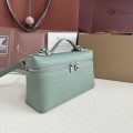 「#7068」Loro pian Extra Pocket L19 silver buckle - FAI8393 - 19x6.5x11cm - Artemisia leaf green