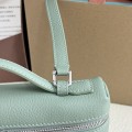「#7068」Loro pian Extra Pocket L19 silver buckle - FAI8393 - 19x6.5x11cm - Artemisia leaf green