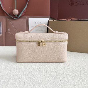 「#7075」Loro pian Extra Pocket L19 gold buckle - FAI8393 - 19x6.5x11cm - cream honey 