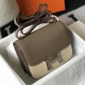 「#4101」 Hermès Elephant Grey Constance Silver Buckle Bag 19cm