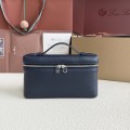 「#7077」Loro pian Extra Pocket L19 silver buckle - FAI8393 - 19x6.5x11cm - midnight blue