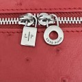 「#7078」Loro pian Extra Pocket L19 silver buckle - FAN1034 - 19x6.5x11cm - fiery red，Ostrich pattern
