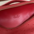 「#7079」Loro pian Extra Pocket L19 gold buckle - FAN1034 - 19x6.5x11cm - fiery red，Ostrich pattern