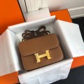 「#4102」Hermès Brown Constance Gold Buckle Bag 19cm