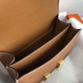 「#4102」Hermès Brown Constance Gold Buckle Bag 19cm