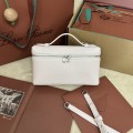 「#7083」Loro pian Extra Pocket L19 silver buckle- FAI8393 - 19x6.5x11cm - Light Peony Powder