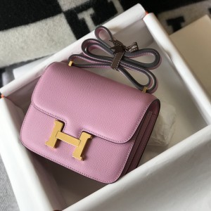 「#4103」Hermès Pink Constance Gold Buckle Bag 19cm