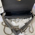 「#10006」Chanel Dark Horse Kelly Long Handle Bag Lychee Cowhide 19*10*4.5cm